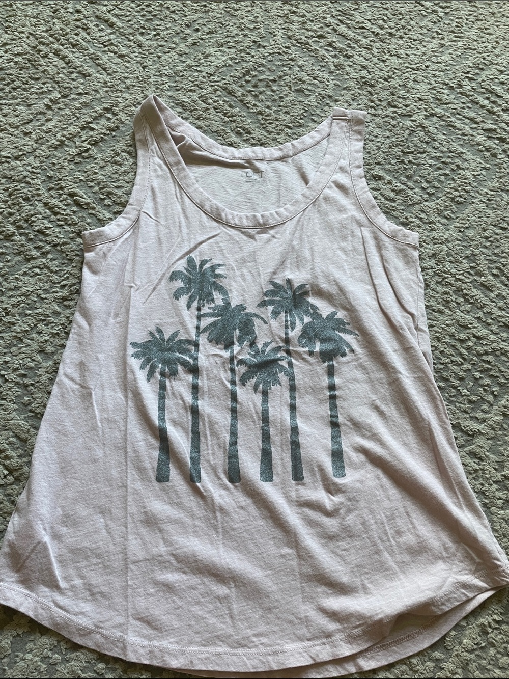 LOFT Pale Pink Palm Tree Graphic Tank
